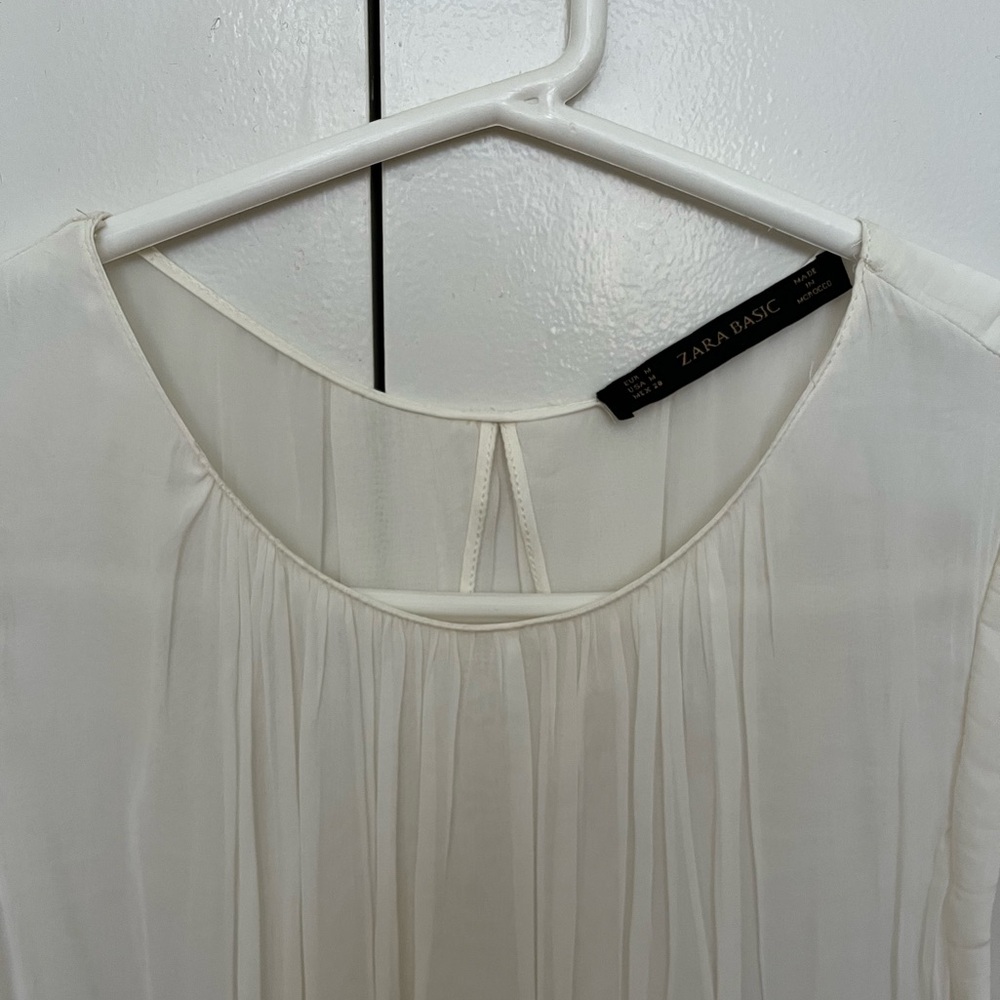 Zara White Pleated Top - Picture 4 of 5